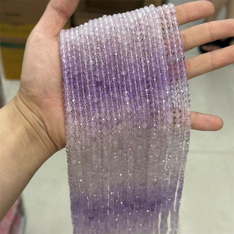 natural stone 4mm cut beads gradient lilac