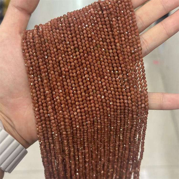 natural stone 4mm cut beads gold sand stone