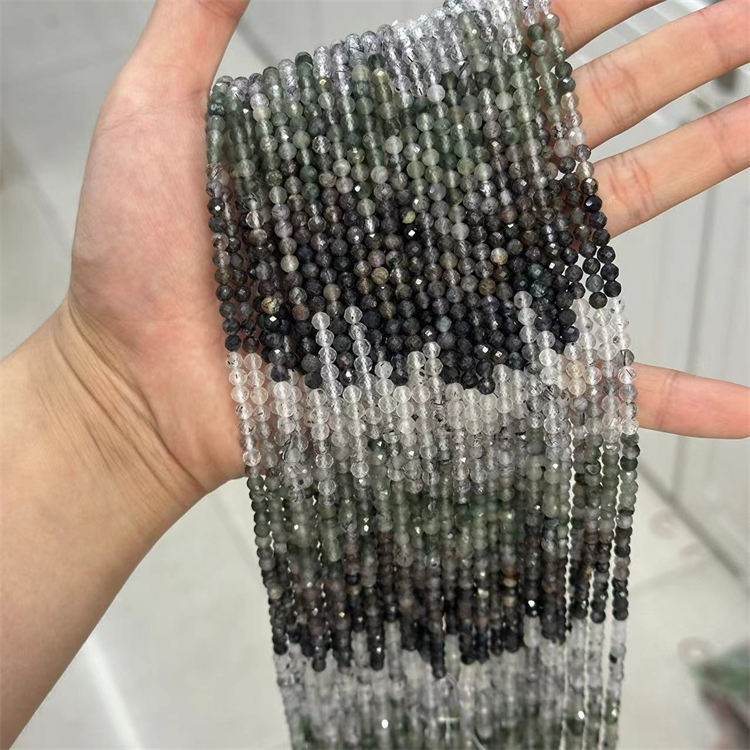natural stone 4mm cut beads Ink hair crystal