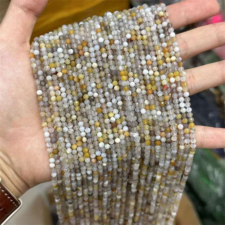 natural stone 3mm cut beads yellow Persian agate