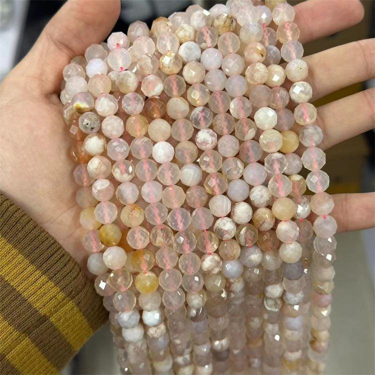 natural stone 8mm cut beads sakura agate
