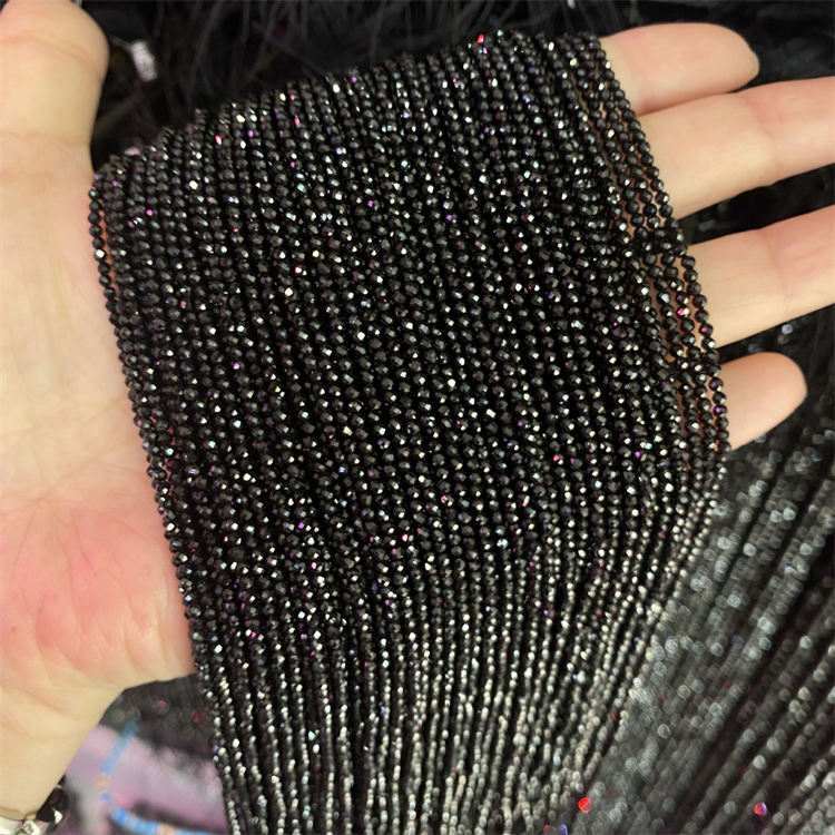 natural stone 2/3/4mm cut beads black spinel