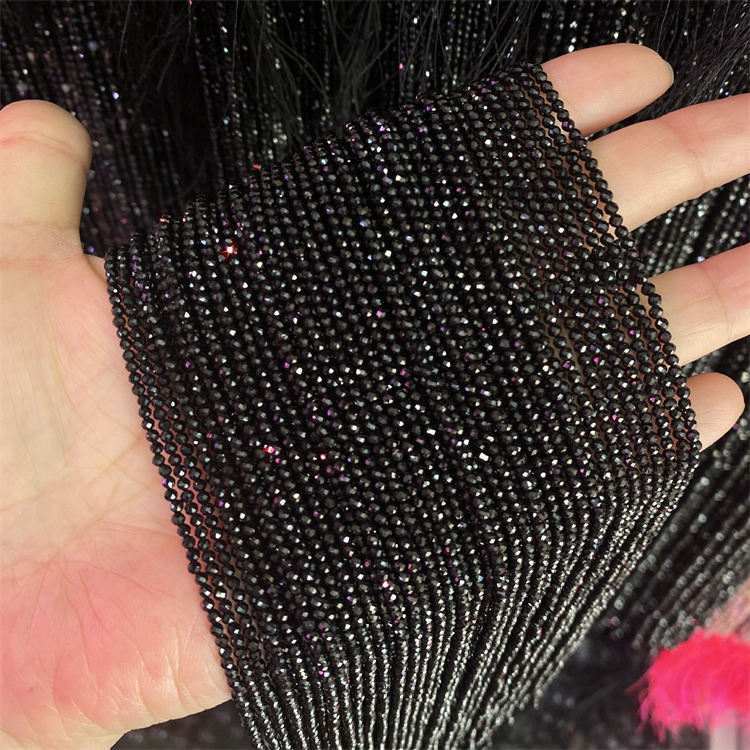 natural stone 2/3/4mm cut beads black spinel