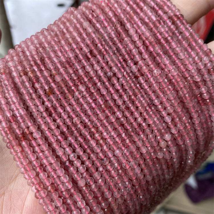 natural stone 3mm cut beads Strawberry quartz