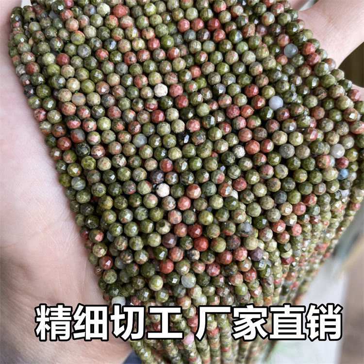 natural stone 3mm cut beads unakite