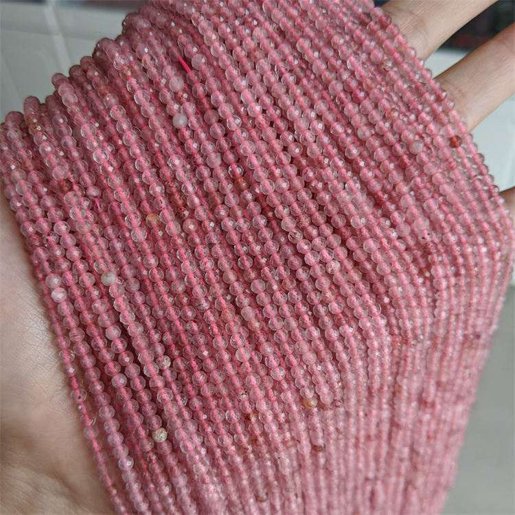 natural stone 3mm cut beads Strawberry quartz