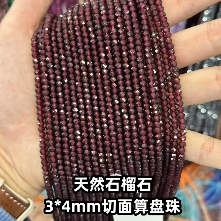 natural stone 3x4mm cut beads garnet
