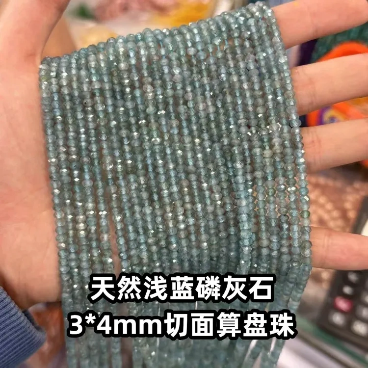 natural stone 3x4mm cut beads Blue apatite