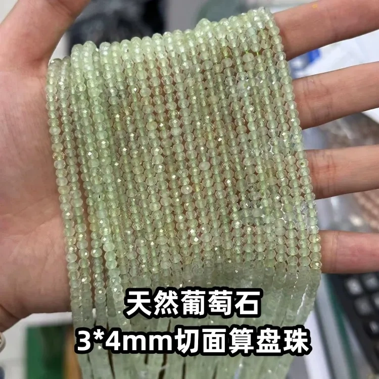 natural stone 3x4mm cut beads Prehnite