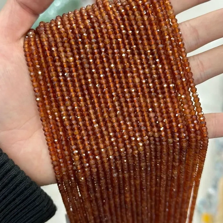 natural stone 3x4mm cut beads orange garnet