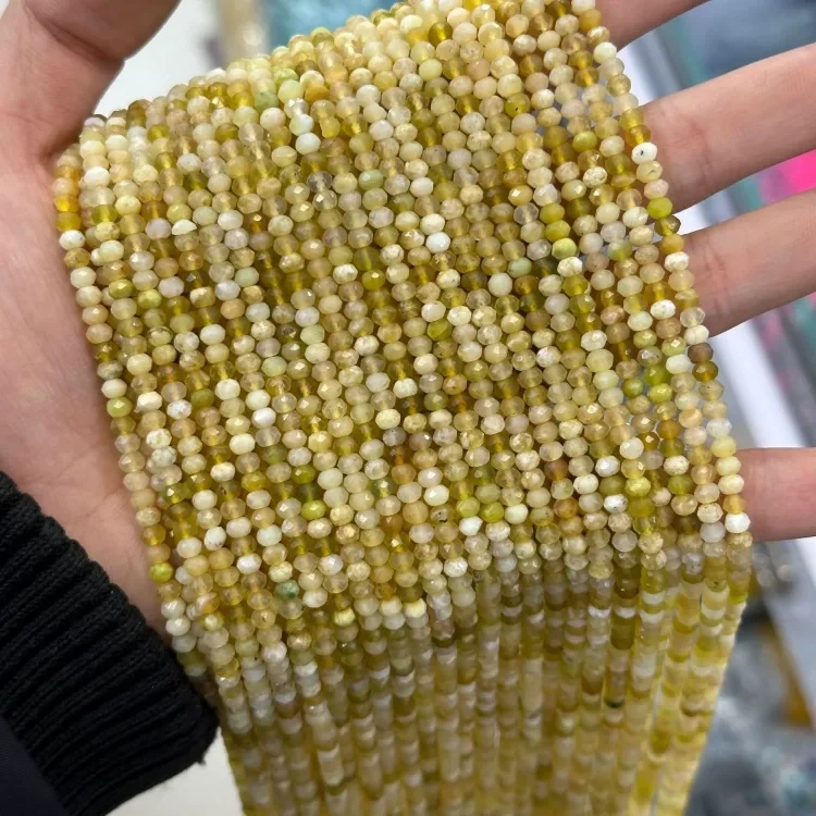 natural stone 3x4mm cut beads yellow opal