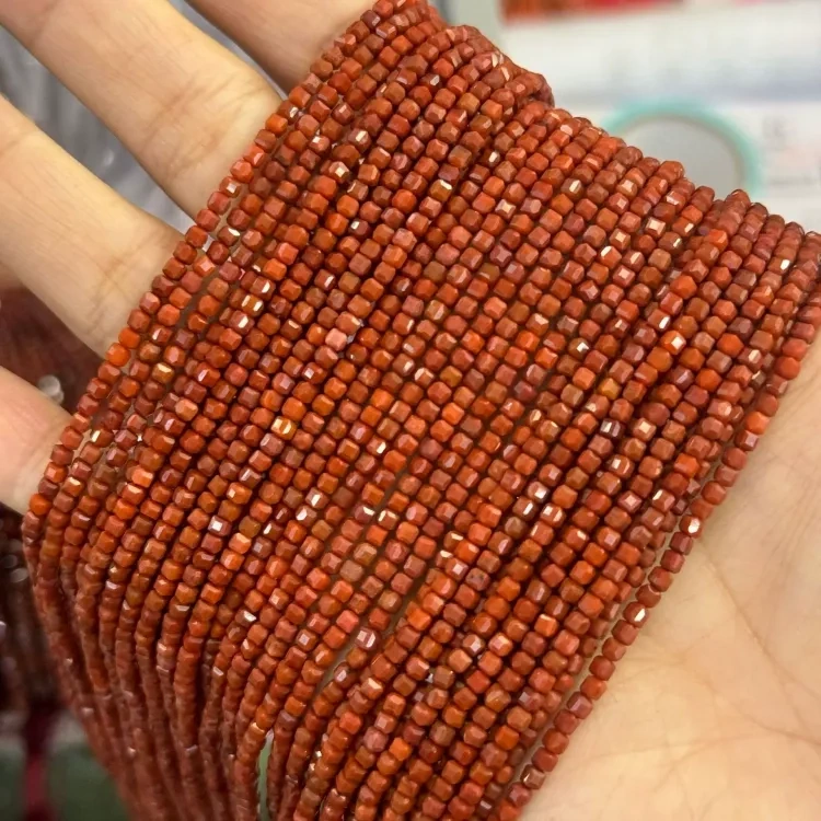 natural stone 2x2.5mm Cuboidal cut beads carnelian