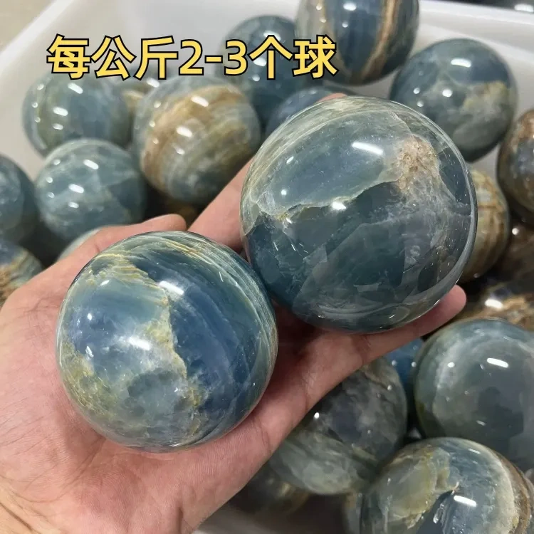 Natural crystal blue calcite sphere 1kg