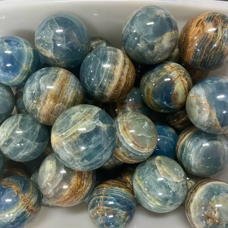 Natural crystal blue calcite sphere 1kg