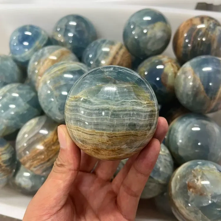 Natural crystal blue calcite sphere 1kg