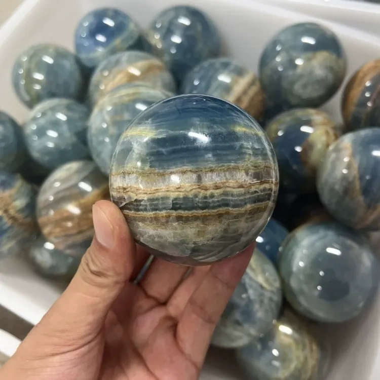 Natural crystal blue calcite sphere 1kg