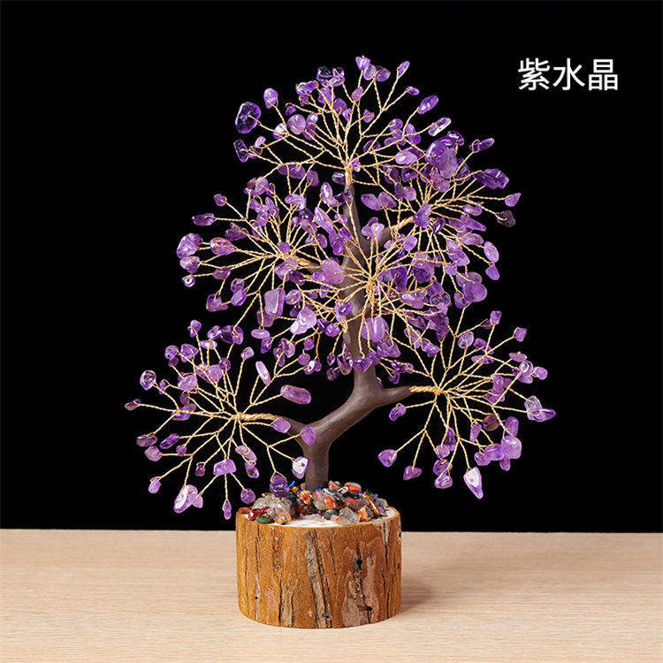 Natural crystal stone tree