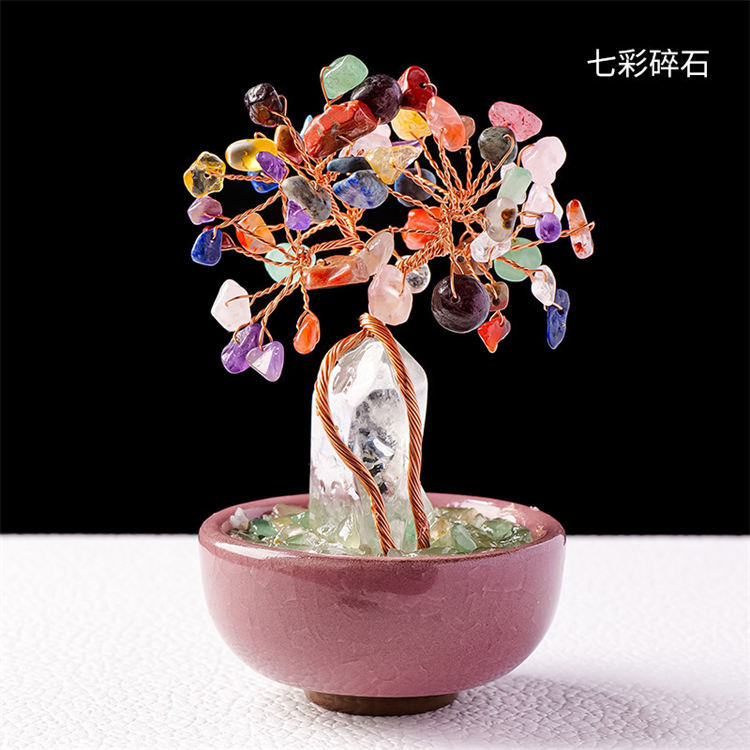 Natural crystal stone tree