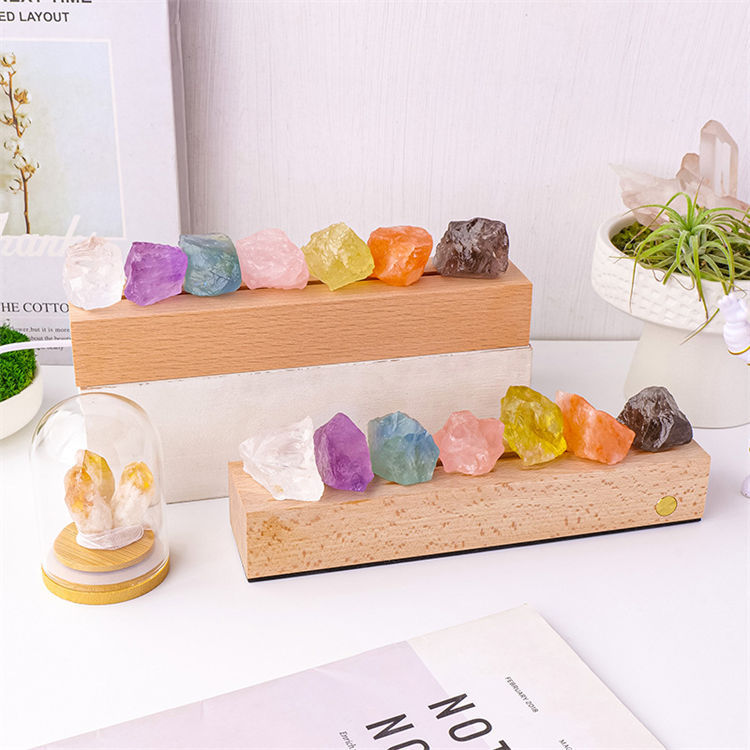Natural crystal rough stone colorful stone light