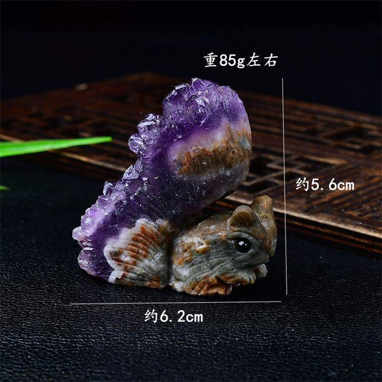 Natural Amethyst Cluster Squirrel Ornament