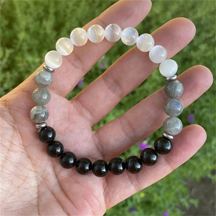 natural stones white opal bracelet