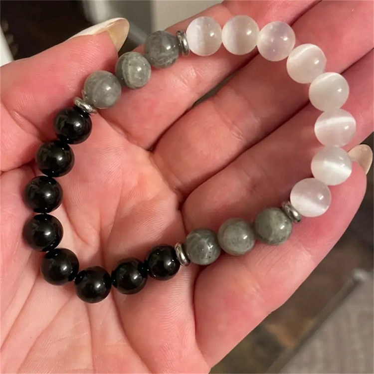 natural stones white opal bracelet