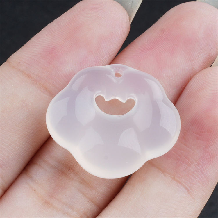 Natural crystal White Chalcedony Peace Lock pendant