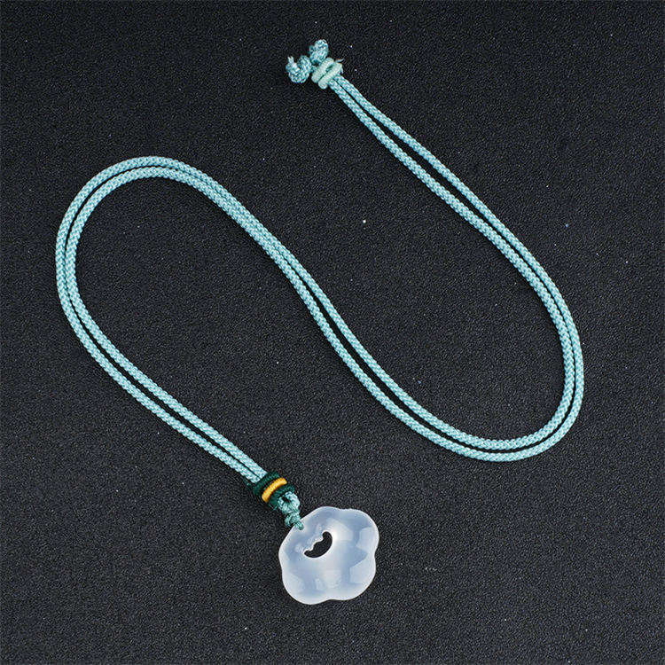 Natural crystal White Chalcedony Peace Lock pendant