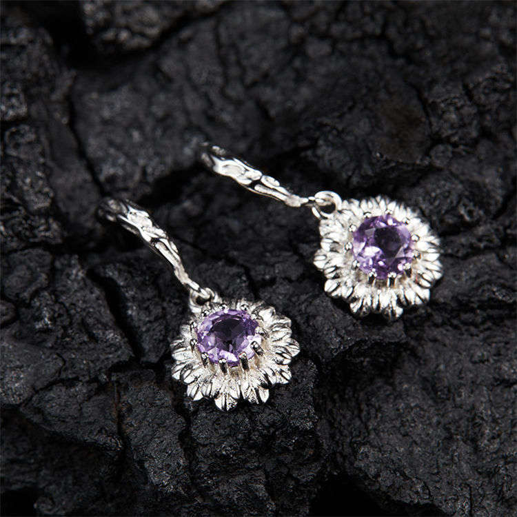 S925 Silver Natural Stone Adjustable earrings