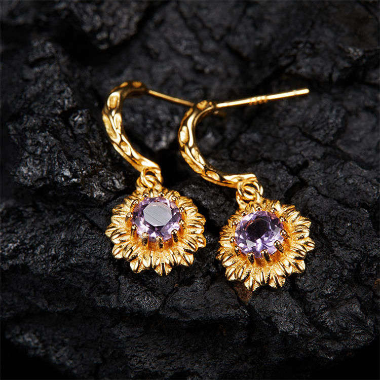 S925 Silver Natural Stone Adjustable earrings