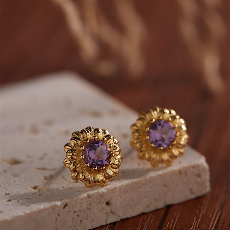 S925 Silver Natural Stone Adjustable earrings