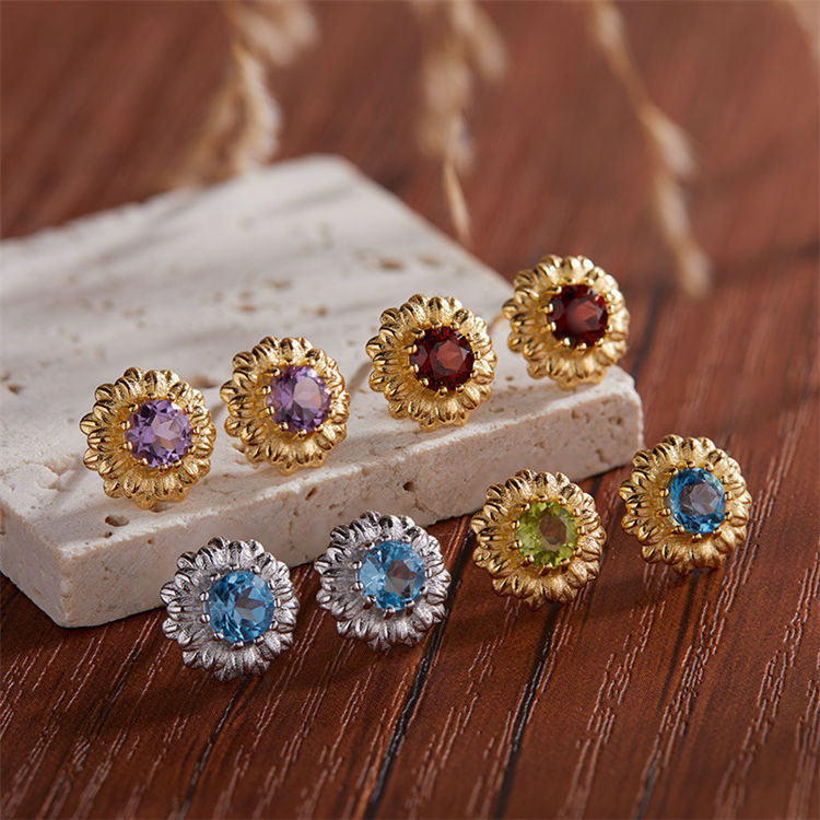 S925 Silver Natural Stone Adjustable earrings