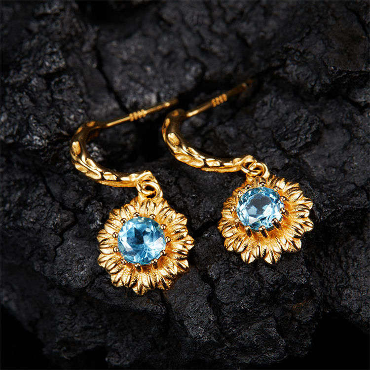 S925 Silver Natural Stone Adjustable earrings