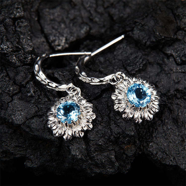S925 Silver Natural Stone Adjustable earrings
