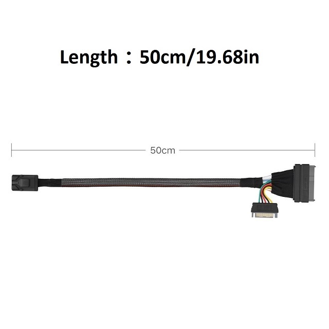 GLOTRENDS 12G Internal Mini SAS HD Cable, SFF-8643 to U.2 SFF-8639 with 15 Pin SATA Power Connector‌ for Workstations,Servers and More(0.5m)