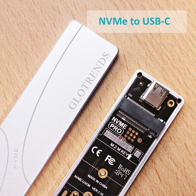 GLOTRENDS NVME Enclosure with USB C to A Cable