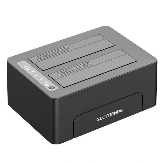 GLOTRENDS 2-Bay Standalone Hard Drive Eraser for 2.5&quot; 3.5&quot; SATA SSD/HDD