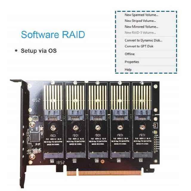 5 M.2 RAID Adapter Soft RAID GLOTRENDS