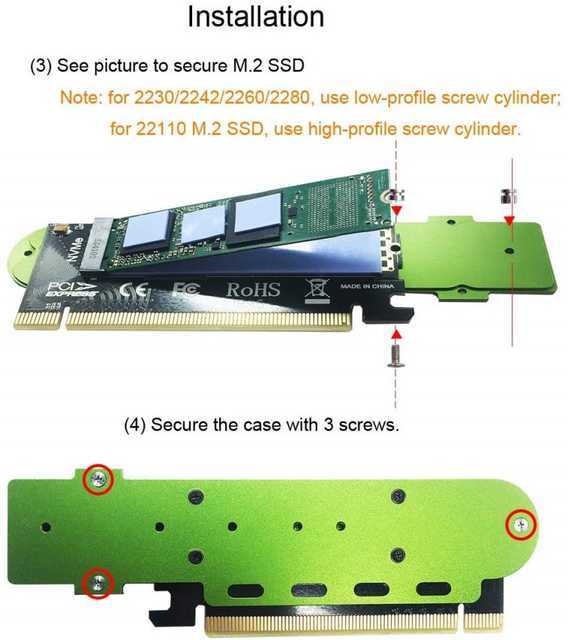 GLOTRENDS 22110 M.2 PCIE Adapter Card with Full Covering Submarine Shape Aluminum Panel