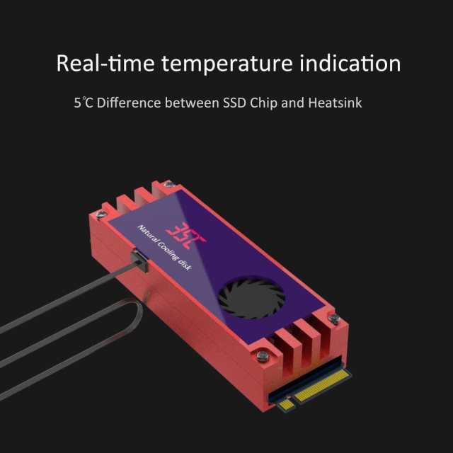 GLOTRENDS M.2 Heatsink with Fan and LED Temperature Display