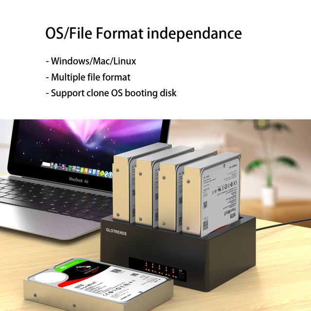 GLOTRENDS 1:3 Standalone Duplicator Dock for 2.5/3.5 inch SATA Hard Drive (Diskless)