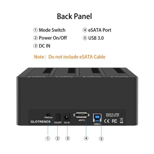 GLOTRENDS 1:3 Standalone Duplicator Dock for 2.5/3.5 inch SATA Hard Drive (Diskless)