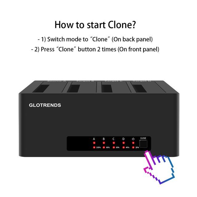 GLOTRENDS 1:3 Standalone Duplicator Dock for 2.5/3.5 inch SATA Hard Drive (Diskless)