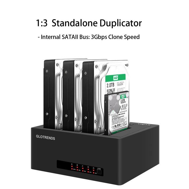 GLOTRENDS 1:3 Standalone Duplicator Dock for 2.5/3.5 inch SATA Hard Drive (Diskless)