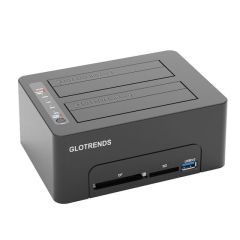 GLOTRENDS Multifunction Standalone 1:1 Hard Drive Duplicator, CF/SD Reader, USB 3.0 Hub with Quick Charger