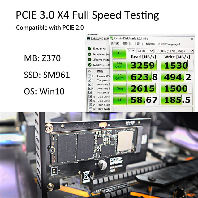 M.2 PCIe 4.0 Adapter for M.2 PCIe SSD (NVMe and AHCI), PCI-E GEN4 Full Speed, Desktop PC Installation