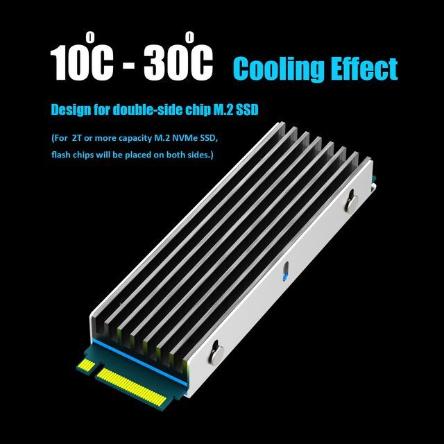 M.2 Heatsink fit for PS5/PC, Double-Sided Heat Sink, 0.24inch(6mm) Thick M.2 Cooling Fin for 2280 M.2 PCIe SSD