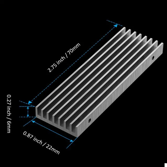 M.2 Heatsink fit for PS5/PC, Double-Sided Heat Sink, 0.24inch(6mm) Thick M.2 Cooling Fin for 2280 M.2 PCIe SSD
