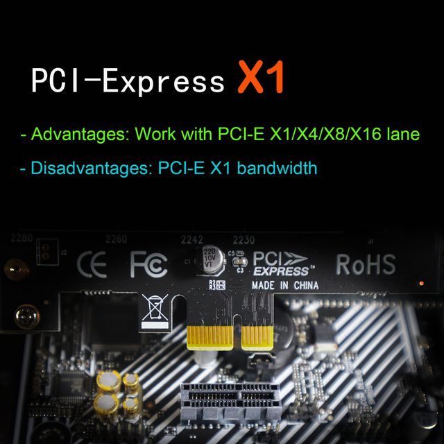 M.2 PCIe X1 Adapter and M.2 Screw for M.2 PCIe NVMe SSD, Only PCIe X1 Bandwidth, Compatible with PCIe 4.0/3.0/2.0 Lane