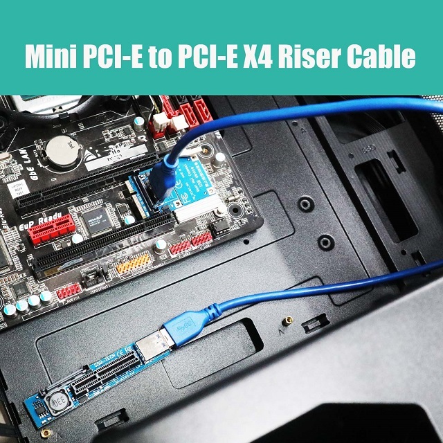 Mini PCI-Express to PCI-E X4 Riser Cable (60cm) for BTC Miner Mining, M.2 PCI-E SSD Adapter, etc